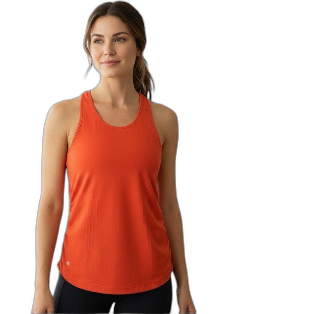 Athleta Speedlight Seemless Racerback Tank Ruched Orange Size S Stretch